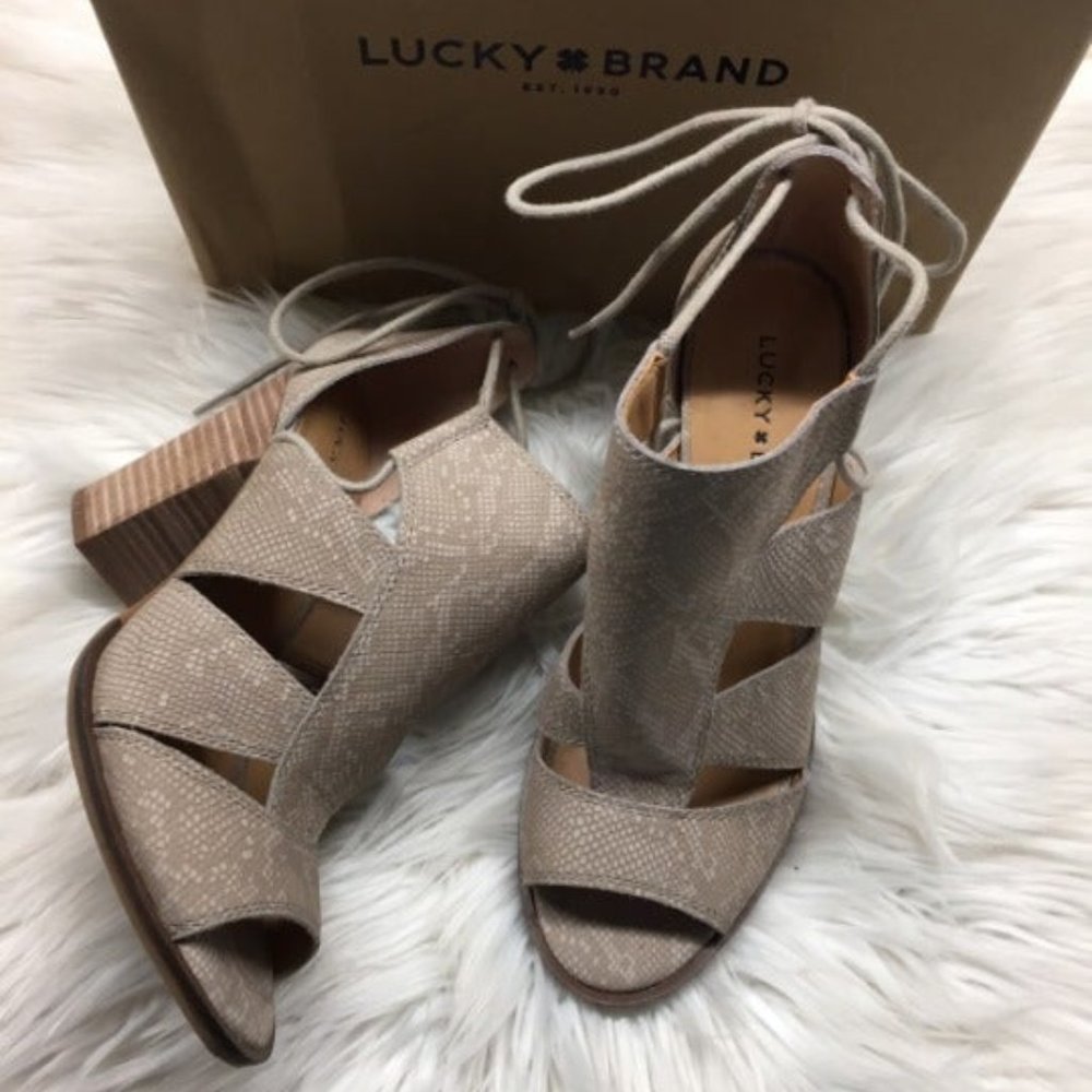 Lucky Brand Snake Heeled Sandals 8.5M